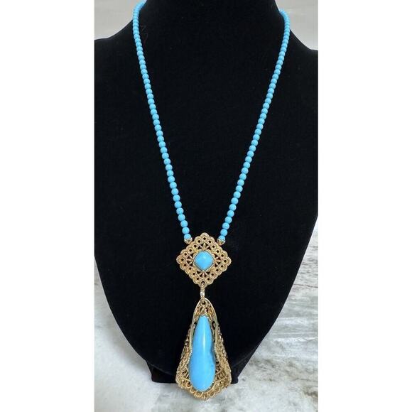 Michael Valitutti Gold Over Sterling Silver Turquoise Beaded Pendant Necklace
